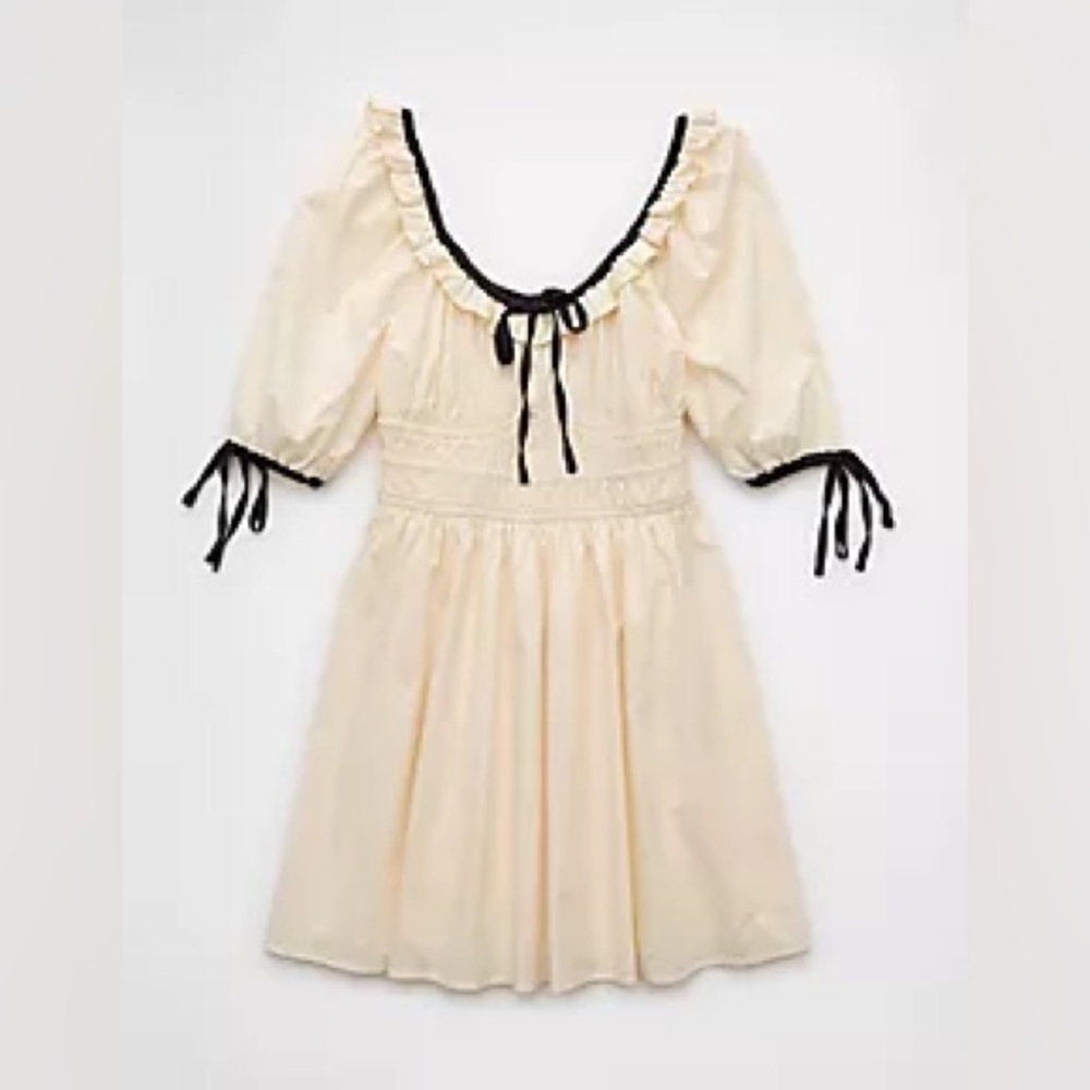 AE Ruched Bodice Puff Sleve Mini Dress